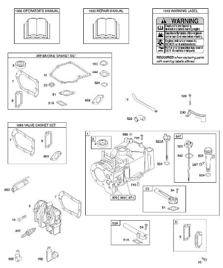 B&S - serijska številka  od 09  09D902-2236-B1 F - Cilinder, glava cilindra, komplet tesnil - motor, komplet tesnil - ventil, mazanje, navodila za uporabo, opozorilna oznaka della Marca Stihl
