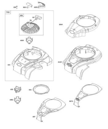 B&S - serijska številka  od 09  09P702-0201-H1 C - Ohišje ventilatorja, povratni zaganjalnik della Marca Stihl