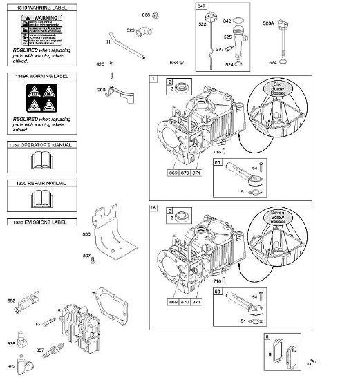 B&S - serijska številka  od 09  09T502-2236-B1 E - Cilinder, glava cilindra, mazanje, navodila za uporabo, opozorilna oznaka della Marca Stihl