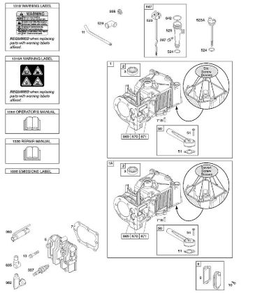 B&S - serijska številka  od 09  09T602-0128-B1 E - Cilinder, glava cilindra, mazanje, navodila za uporabo, opozorilna oznaka della Marca Stihl