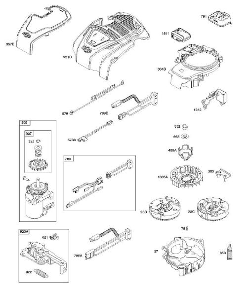 B&S - serijska številka  od 10  104M05-0024-H1 C - Ohišje ventilatorja, upravljalni elementi, elektricna naprava, vztrajnik della Marca Stihl