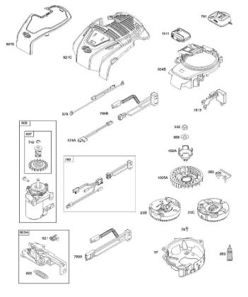 B&S - serijska številka  od 10  104M0B-0123-H1 C - Ohišje ventilatorja, upravljalni elementi, elektricna naprava, vztrajnik della Marca Stihl