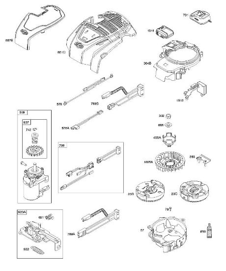 B&S - serijska številka  od 10  104M0B-0123-H1 C - Ohišje ventilatorja, upravljalni elementi, elektricna naprava, vztrajnik della Marca Stihl