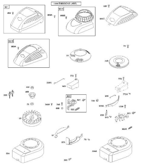 B&S - serijska številka  od 10  10A902-2128-E1 B - Ohišje ventilatorja/okovi, pokritja, kompleti oznak della Marca Stihl