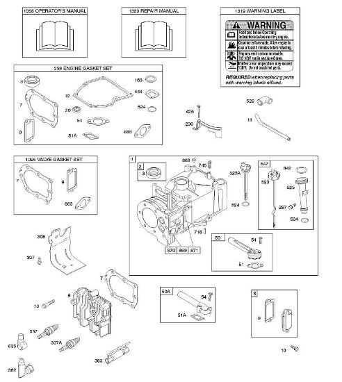 B&S - serijska številka  od 10  10A902-2128-E1 E - Cilinder, glava cilindra, komplet tesnil - motor, komplet tesnil - ventil, mazanje, navodila za uporabo, opozorilna oznaka della Marca Stihl