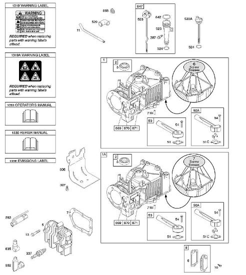 B&S - serijska številka  od 10  10T802-0198-B1 F - Cilinder, glava cilindra, mazanje, navodila za uporabo, opozorilna oznaka della Marca Stihl