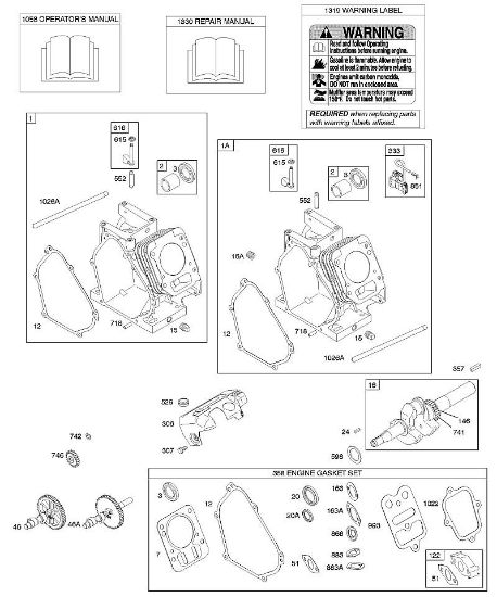 B&S - serijska številka  od 11  110412-0153-E1 D - Cilindri, rocicna gred, komplet tesnil motorja della Marca Stihl