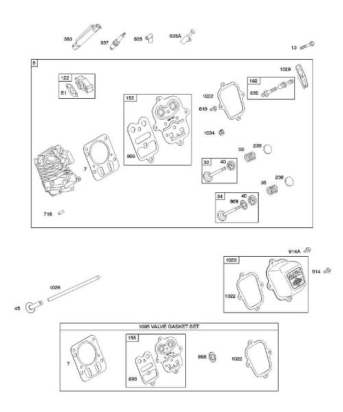 B&S - serijska številka  od 11  110492-0165-E1 C - Glava cilindra, komplet tesnil ventila della Marca Stihl