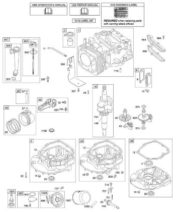 B&S - serijska številka  od 12  122602-0194-B1 C - Odmicna gred, rocicna gred, cilinder, oljna kad motorja, mazanje, sklop batov della Marca Stihl