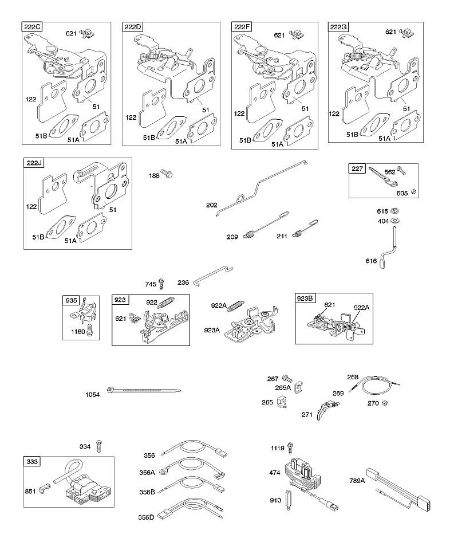 B&S - serijska številka  od 12  122672-0107-E1 E - Upravljalni elementi, zavora vztrajnika, vzmet regulatorja, vžig della Marca Stihl