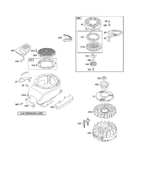 B&S - serijska številka  od 12  122H82-0125-01 C - Ohišje/okovi ventilatorja, vztrajnik, povratni zaganjalnik della Marca Stihl