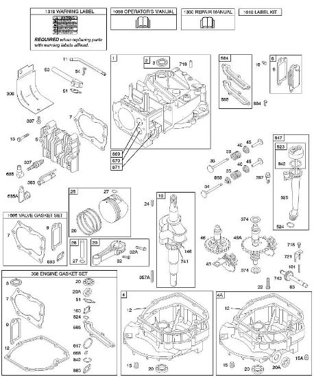 B&S - serijska številka  od 12  122H82-0125-01 D - Odmicna gred, rocicna gred, cilinder, oljna kad motorja, komplet/tesnilo, mazanje, sklop batov, ventili della Marca Stihl