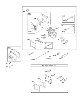B&S - serijska številka  od 12  122Q02-0169-H1 F - Glava cilindra, komplet tesnil-ventili, ventili della Marca Stihl