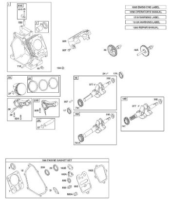 B&S - serijska številka  od 12  126392-0274-B8 C - Odmicna gred, rocicna gred, cilinder, sklop batov della Marca Stihl