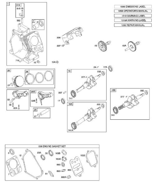 B&S - serijska številka  od 12  126392-0274-E8 C - Odmicna gred, rocicna gred, cilinder, sklop batov della Marca Stihl