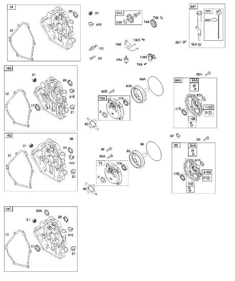 B&S - serijska številka  od 12  126392-0274-E8 E - Okrov rocicne gredi, reduktor, mazanje della Marca Stihl