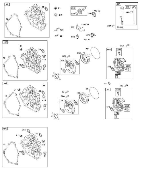 B&S - serijska številka  od 12  126392-0274-E8 E - Okrov rocicne gredi, reduktor, mazanje della Marca Stihl