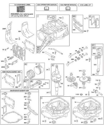 B&S - serijska številka  od 12  12F802-1318-81 D - Odmikala, rocicna gred, cilinder, oljna kad motorja, komplet/tesnila, mazanje, sklop batov, ventili della Marca Stihl