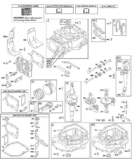 B&S - serijska številka  od 12  12F802-1318-81 D - Odmikala, rocicna gred, cilinder, oljna kad motorja, komplet/tesnila, mazanje, sklop batov, ventili della Marca Stihl