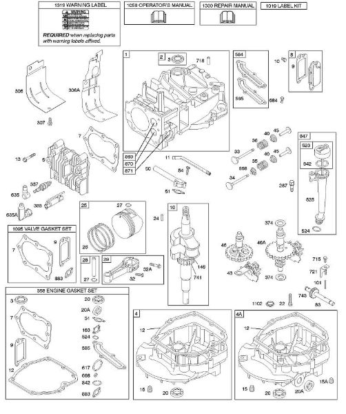 B&S - serijska številka  od 12  12H802-0666-01 D - Odmikala, odmicna gred, rocicna gred, cilinder, oljna kad motorja, komplet/tesnila, mazanje, sklop batov, ventili della Marca Stihl