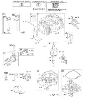B&S - serijska številka  od 12  12Q502-0194-B1 C - Odmicna gred, rocicna gred, cilinder, oljna kad motorja, mazanje, sklop batov della Marca Stihl