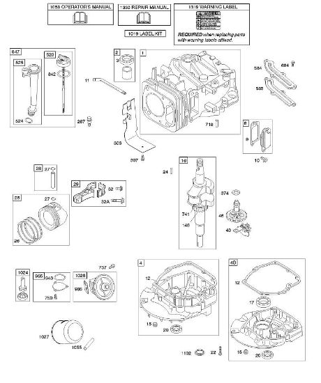 B&S - serijska številka  od 12  12Q502-0194-B1 C - Odmicna gred, rocicna gred, cilinder, oljna kad motorja, mazanje, sklop batov della Marca Stihl