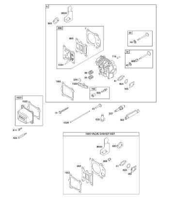 B&S - serijska številka  od 12  12Q902-0171-B1 G - Glava cilindra, komplet tesnil-ventili, ventili della Marca Stihl