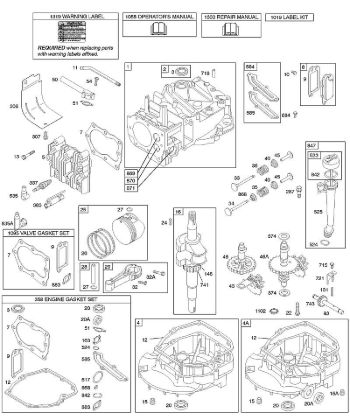 B&S - serijska številka  od 12  12X802-0115-E1 C - Odmikala, rocicna gred, cilinder, oljna kad motorja, komplet/tesnila, mazanje, sklop batov, ventili della Marca Stihl