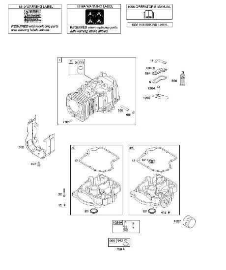 B&S - serijska številka  od 21  217802-0110-B1 F - Cilinder, oljna kad motorja, mazanje, navodila za uporabo, opozorilna oznaka della Marca Stihl