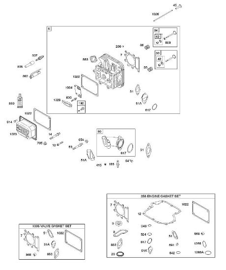 B&S - serijska številka  od 21  217802-0130-B1 E - Glava cilindra, komplet tesnil - motor, komplet tesnil - ventil, dovodno koleno, ventili della Marca Stihl