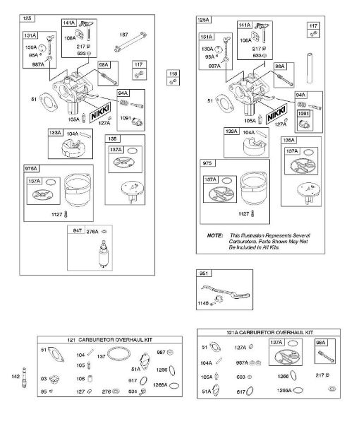 B&S - serijska številka  od 21  217802-0138-E1 D - Uplinjac, komplet za pregled uplinjaca della Marca Stihl