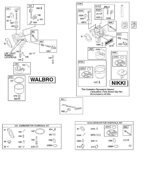 B&S - serijska številka  od 21  217902-0119-E1 D - Uplinjac, komplet za pregled uplinjaca della Marca Stihl