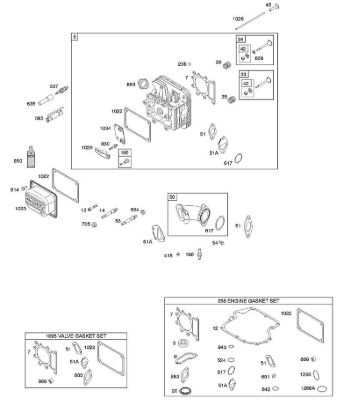 B&S - serijska številka  od 21  217902-0119-E1 F - Glava cilindra, komplet tesnil - motor, komplet tesnil - ventil, dovodno koleno, ventili della Marca Stihl