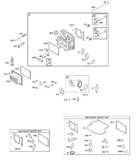 B&S - serijska številka  od 21  217902-0119-E1 F - Glava cilindra, komplet tesnil - motor, komplet tesnil - ventil, dovodno koleno, ventili della Marca Stihl