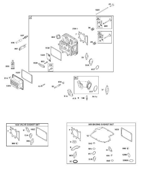 B&S - serijska številka  od 21  21B807-0135-B1 F - Glava cilindra, komplet tesnil - motor, komplet tesnil - ventil, dovodno koleno, ventili della Marca Stihl