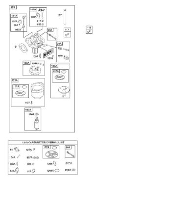 B&S - serijska številka  od 21  21B807-0136-B1 D - Uplinjac, komplet za pregled uplinjaca della Marca Stihl