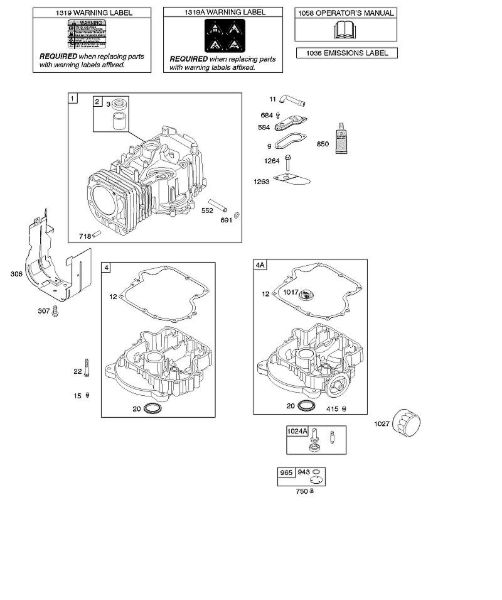 B&S - serijska številka  od 21  21B807-0137-B1 G - Cilinder, oljna kad motorja, mazanje, navodila za uporabo, opozorilna oznaka della Marca Stihl