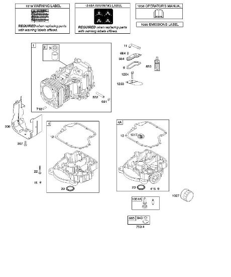 B&S - serijska številka  od 21  21B807-0668-H1 G - Cilinder, oljna kad motorja, mazanje, navodila za uporabo, opozorilna oznaka della Marca Stihl