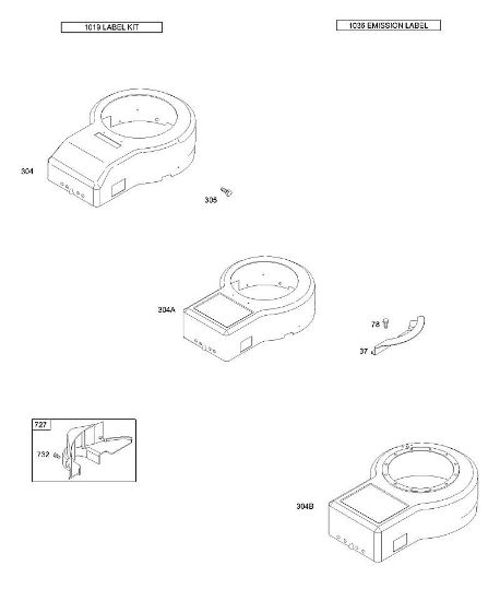 B&S - serijska številka  od 28  28N707-1139-E1 C - Ohišja ventilatorja, oznake in emisijske oznake della Marca Stihl