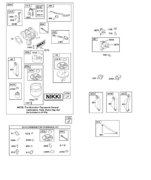 B&S - serijska številka  od 31  31A607-0125-B1 E - Uplinjac Nikki, servisni komplet za uplinjac della Marca Stihl