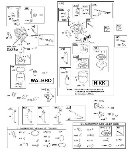 B&S - serijska številka  od 31  31G777-0148-B1 D - Uplinjac - Walbro & Nikki, oskrba z gorivom, servisni komplet za uplinjac - Walbro & Nikki della Marca Stihl