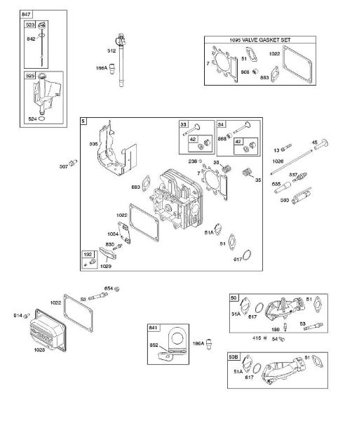 B&S - serijska številka  od 31  31G777-0148-B1 E - Glava cilindra, komplet tesnil - ventil, dovodno koleno, ventili della Marca Stihl