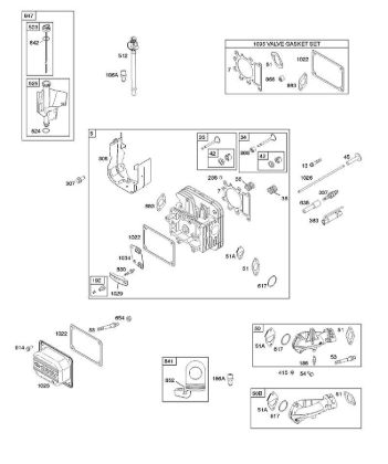 B&S - serijska številka  od 31  31G777-0300-B1 E - Glava cilindra, komplet tesnil - ventil, dovodno koleno, ventili della Marca Stihl