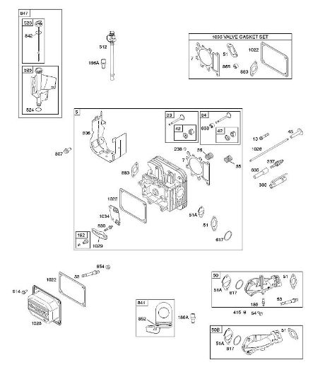 B&S - serijska številka  od 31  31G777-0300-B1 E - Glava cilindra, komplet tesnil - ventil, dovodno koleno, ventili della Marca Stihl