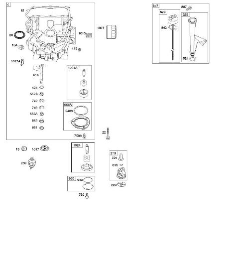 B&S - serijska številka  od 40  401577-0124-B1 F - Oljna kad motorja, crpalka za olje, komplet merilna palica/cev della Marca Stihl