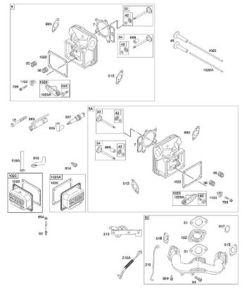 B&S - serijska številka  od 40  405577-0112-E1 D - Glava cilindra, pokrov roke prevesice, dovodno koleno della Marca Stihl
