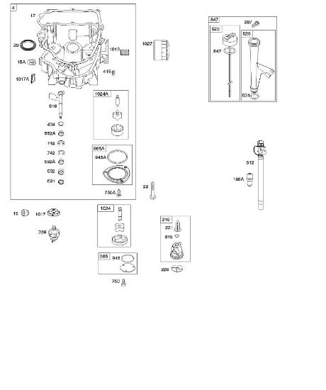 B&S - serijska številka  od 40  405577-0112-E1 F - Oljna kad motorja, crpalka za olje, komplet merilna palica/cev della Marca Stihl