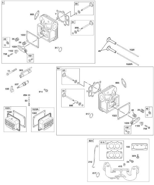 B&S - serijska številka  od 40  405777-0113-E1 F - Glava cilindra, dovodno koleno, ventili della Marca Stihl