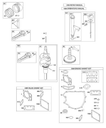 B&S - serijska številka  od 40  405777-0126-E1 C - Odmicna gred, rocicna gred, komplet tesnil - motor, komplet tesnil - ventil, mazanje, bat, obrocki, povezovalni drog della Marca Stihl
