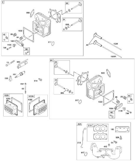 B&S - serijska številka  od 40  405777-0134-E1 F - Glava cilindra, dovodno koleno, ventili della Marca Stihl